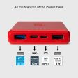 SBS Powerbank 10W m. 2x USB-A & 1x USB-C - 10.000 mAh - Rød Sale