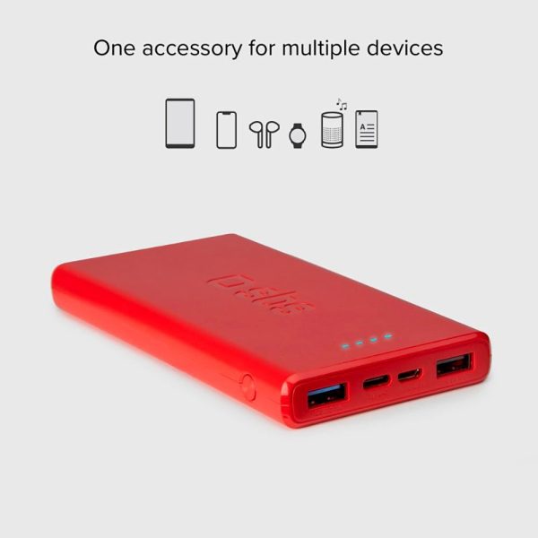 SBS Powerbank 10W m. 2x USB-A & 1x USB-C - 10.000 mAh - Rød Sale