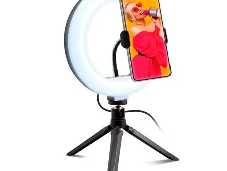 SBS LED Selfie Ring Light m. Tripod & Mobilholder - Sort Online