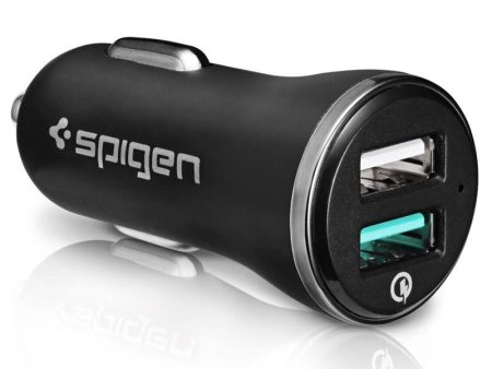 Spigen F27QC Biloplader QC 3.0 m. 2x USB-A 12W - Sort Supply