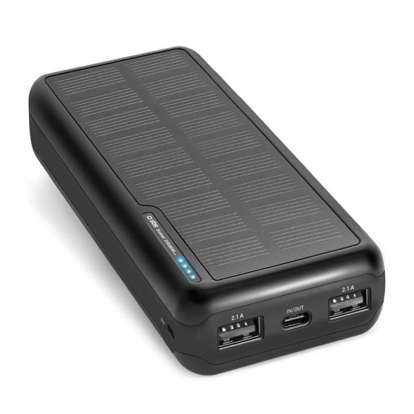 SBS Solar Powerbank 10W m. 2x USB-A - 20.000 mAh - Sort For Discount