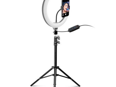 SBS 10  LED Ring Light m. Justerbar Tripod, Holder & Fjernbetjening - Sort Online now