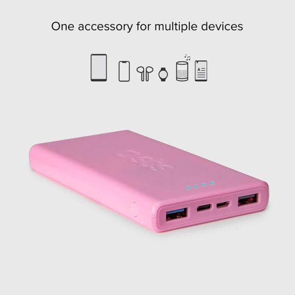 SBS Powerbank 10W m. 2x USB-A & 1x USB-C - 10.000 mAh - Pink Discount