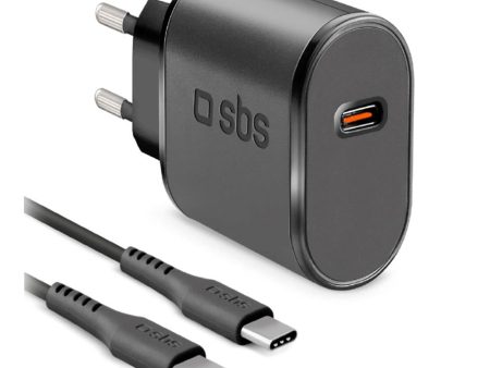 SBS 15W Vægoplader Sæt m. USB-C AFC & USB-C Kabel - Sort Online now