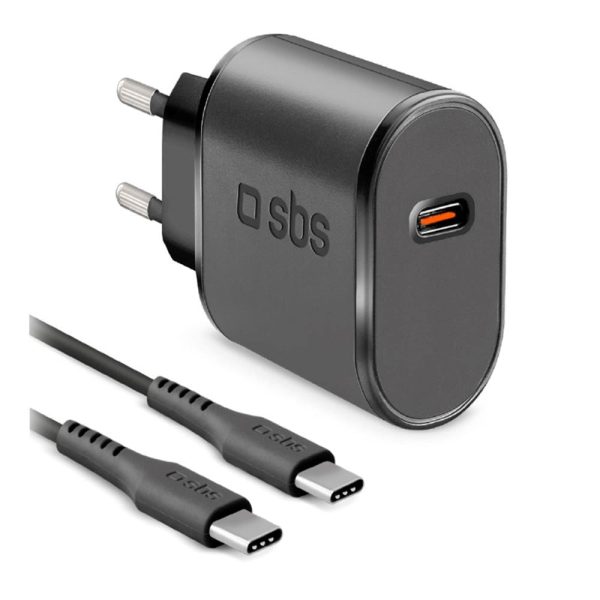 SBS 15W Vægoplader Sæt m. USB-C AFC & USB-C Kabel - Sort Online now