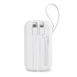 Xceed Powerbank - 10.000 mAh - Indbyggede Kabler - Hurtig Opladning - Hvid Hot on Sale