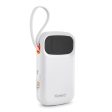 Xceed Powerbank - 10.000 mAh - Indbyggede Kabler - Hurtig Opladning - Hvid Hot on Sale