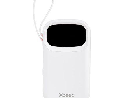 Xceed Powerbank - 10.000 mAh - Indbyggede Kabler - Hurtig Opladning - Hvid Hot on Sale