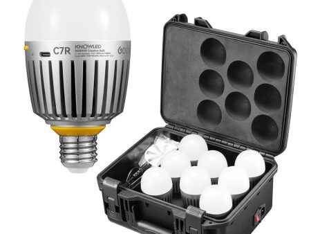 GODOX KNOWLED C7R K8 E27 RGBWW Creative Bulb 8-Light Kit For Practical Set Lighting With Built-In Battery on Sale