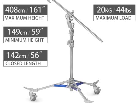 CINEGRIPPRO G07004 Junior Roller Stand with Boom Arm Maximum Height 4080mm 161  Load Capacity 20kg 44lbs Online Sale